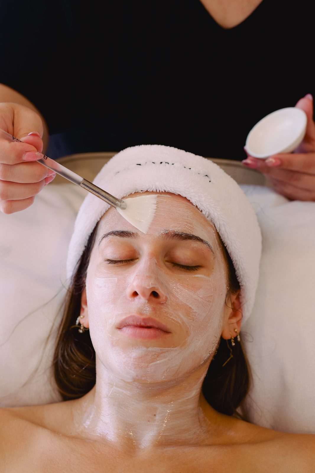 Luxury facial treatment with mask application