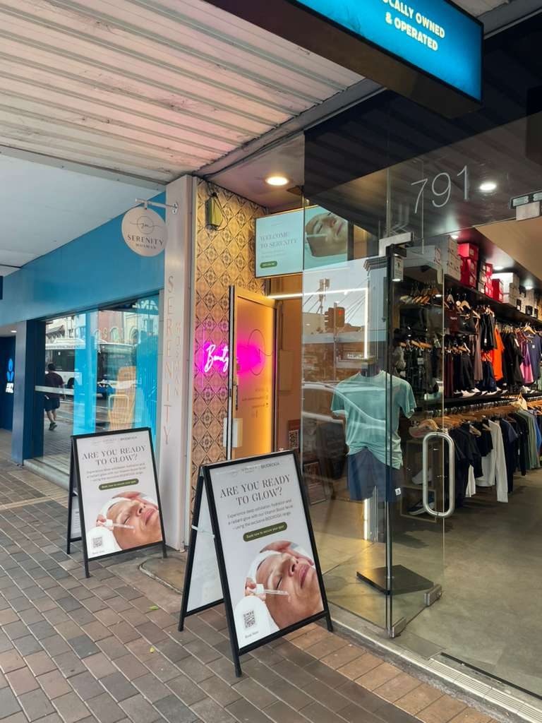 Serenity Mosman entrance — look for the golden door and signage at 791 Military Rd